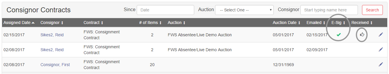 Auction Management Software Screen Shots